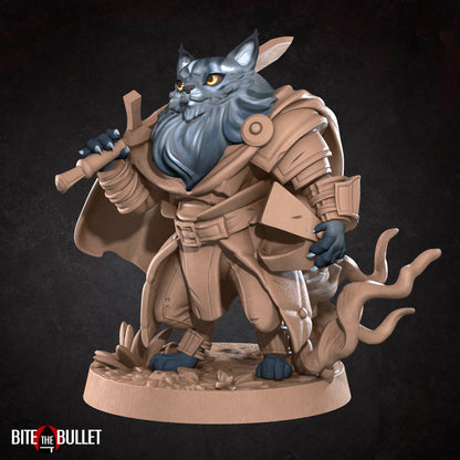 Cat Warrior | TABLETOP SCALE | TTRPG Miniature | Bite the Bullet | Unpainted, Unplated Resin 8k