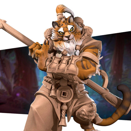 Tabaxi Monk | TABLETOP SCALE | TTRPG Miniature | Bite the Bullet | Unpainted, Unplated Resin 8k
