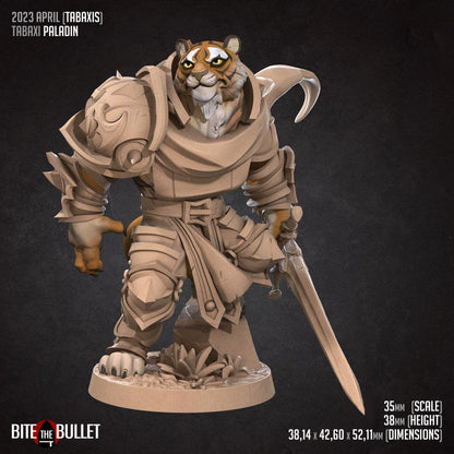 Tabaxi Paladin | TABLETOP SCALE | TTRPG Miniature | Bite the Bullet | Unpainted, Unplated Resin 8k