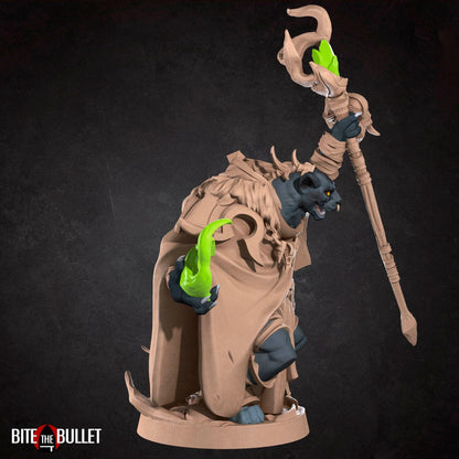 Tabaxi Warlock | TABLETOP SCALE | TTRPG Miniature | Bite the Bullet | Unpainted, Unplated Resin 8k