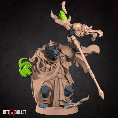 Tabaxi Warlock | TABLETOP SCALE | TTRPG Miniature | Bite the Bullet | Unpainted, Unplated Resin 8k