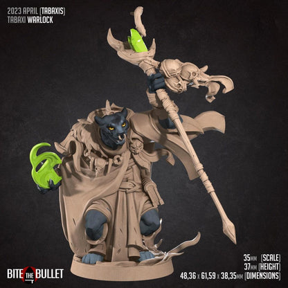 Tabaxi Warlock | TABLETOP SCALE | TTRPG Miniature | Bite the Bullet | Unpainted, Unplated Resin 8k