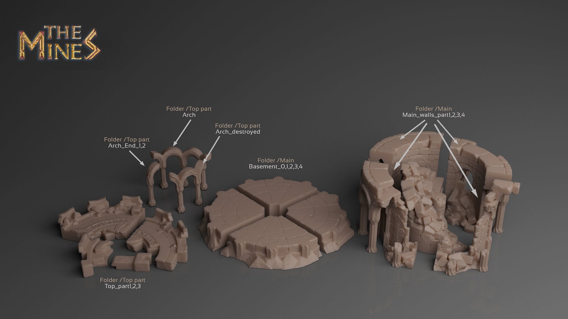 Elven Fort Destroyed | D&D TTRPG Playable 3D Printed Building | The Mines