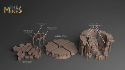 Elven Fort Destroyed | D&D TTRPG Playable 3D Printed Building | The Mines