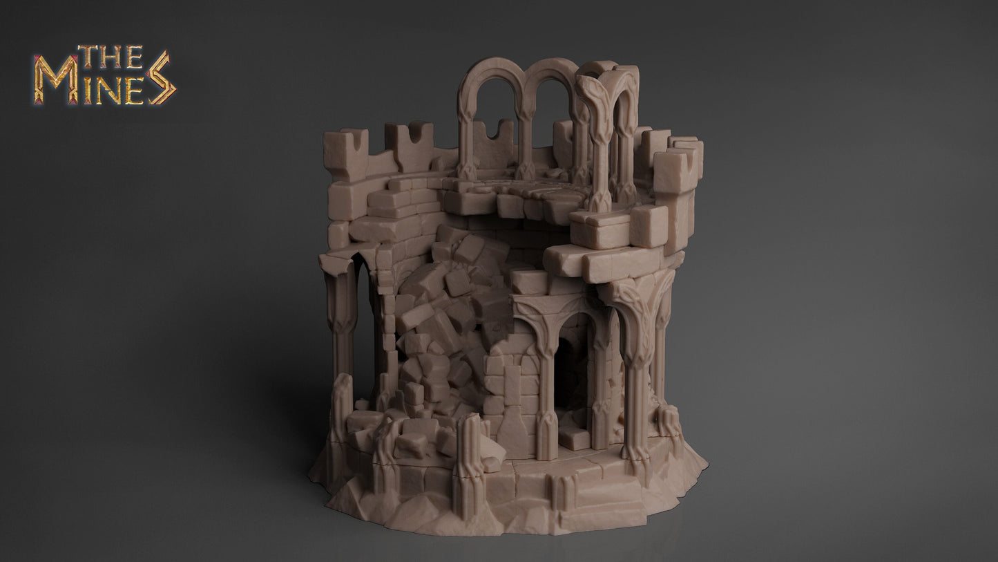Elven Fort Destroyed | D&D TTRPG Playable 3D Printed Building | The Mines