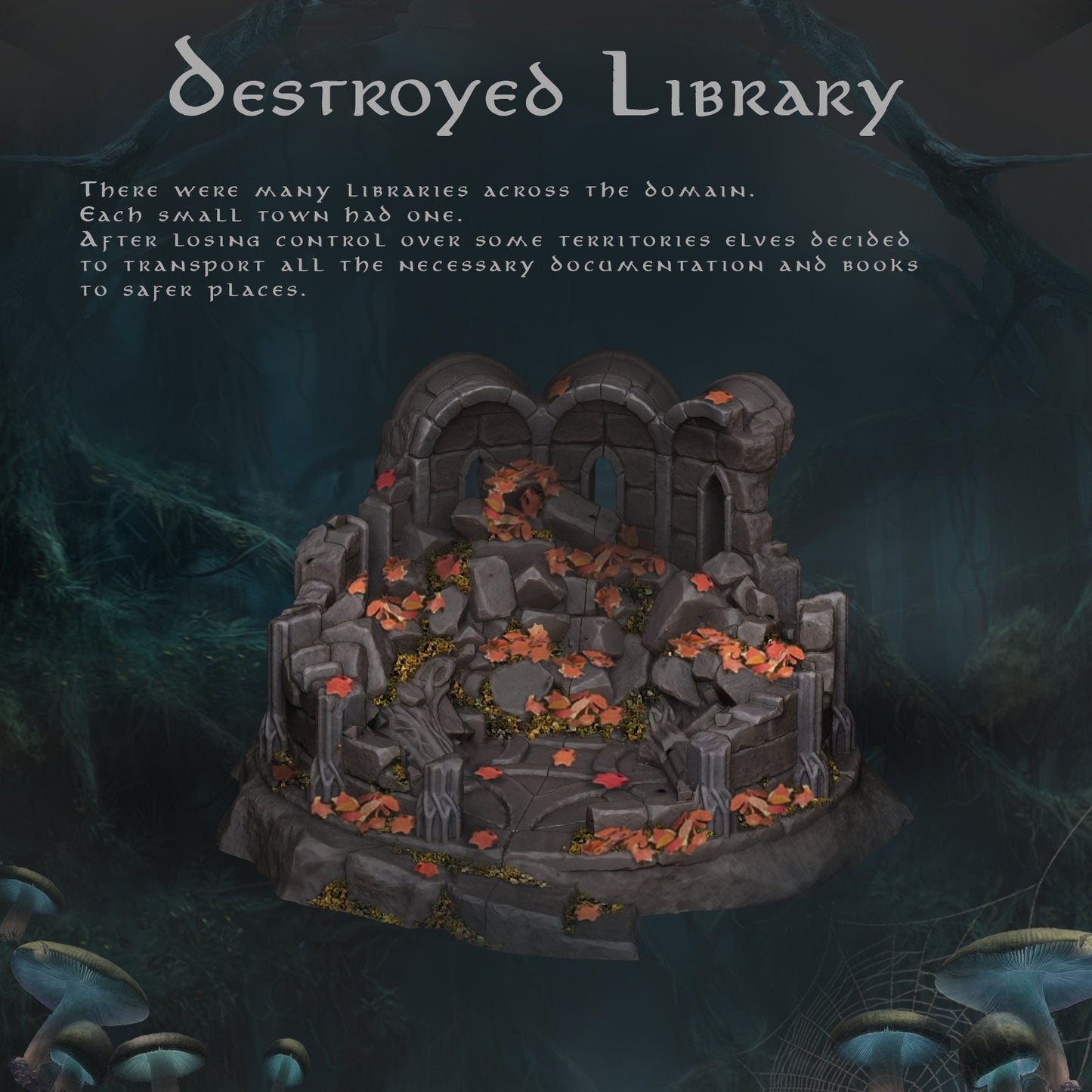 Elven Library Destroyed | D&D TTRPG Playable 3D Printed Building | The Mines