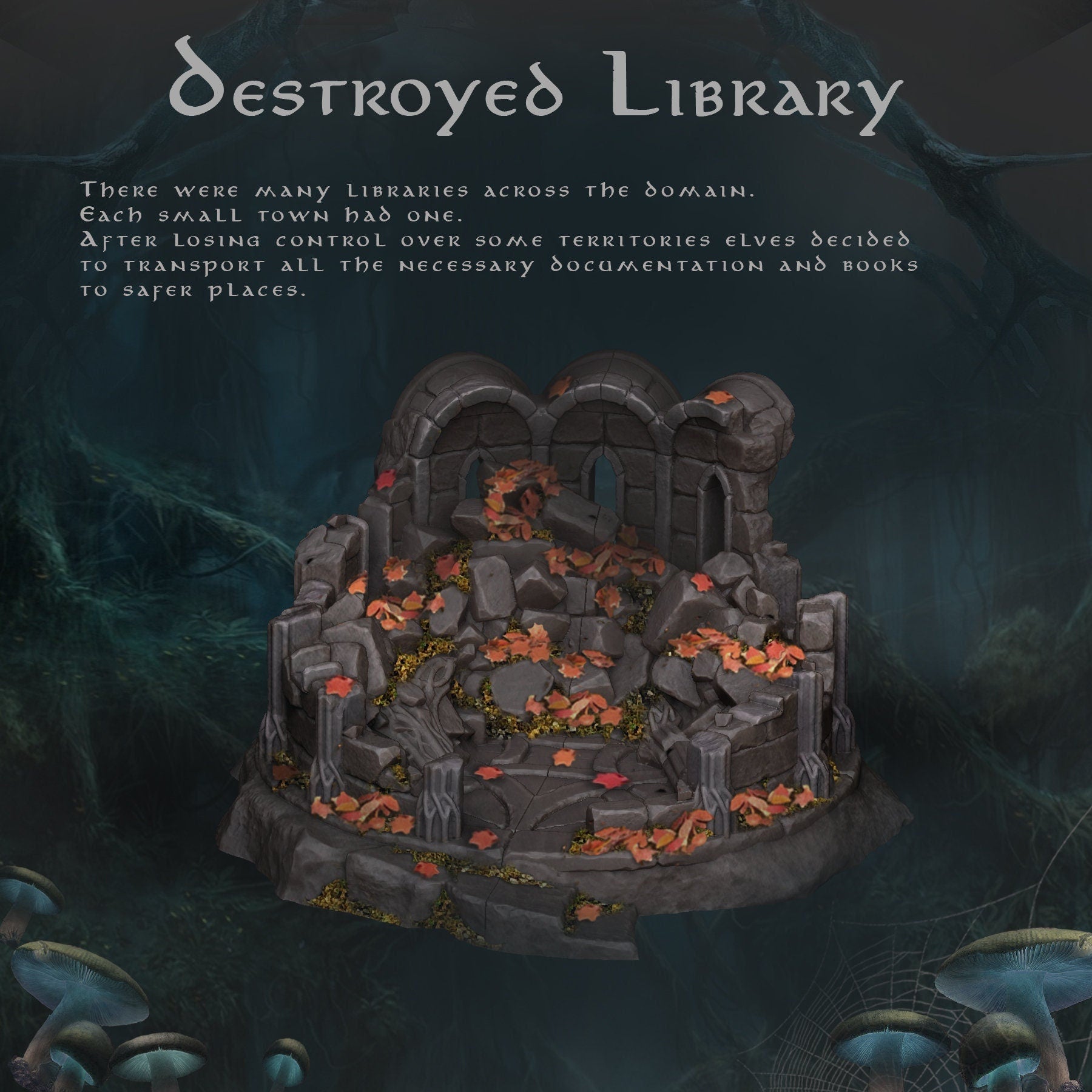 Elven Library Destroyed | D&D TTRPG Playable 3D Printed Building | The Mines