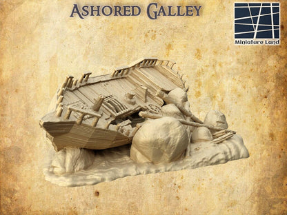 Ashored Galley | D&D TTRPG Playable 3D Printed Building Terrain Scenery | MiniatureLand