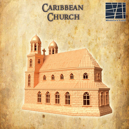 Caribbean Church | D&D TTRPG Playable 3D Printed Building Terrain Scenery | MiniatureLand