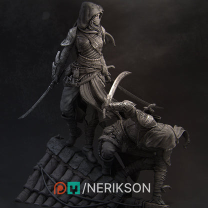Artemisia and Nasir the Unseen Blades | Garage Resin Kit Statue | D&D TTRPG Fantasy Miniature | Nerikson