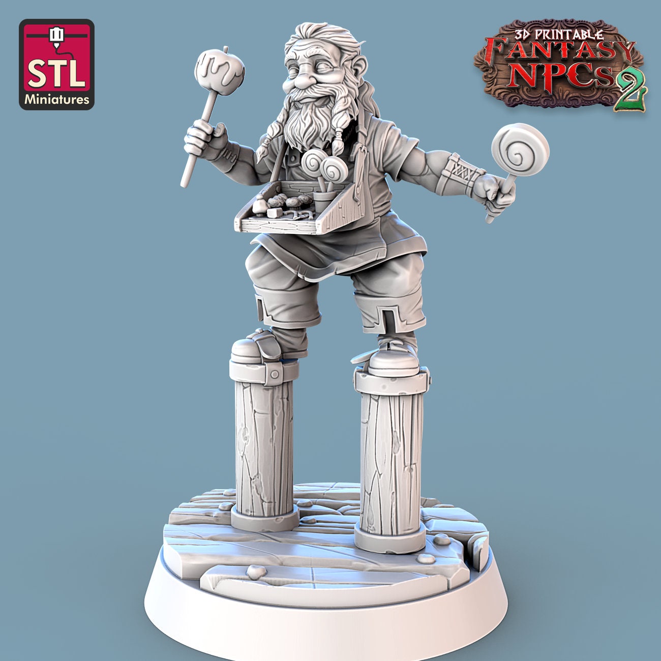 Candy Seller NPC Set | Tabletop Scale | D&D TTRPG Miniature | STL Miniatures