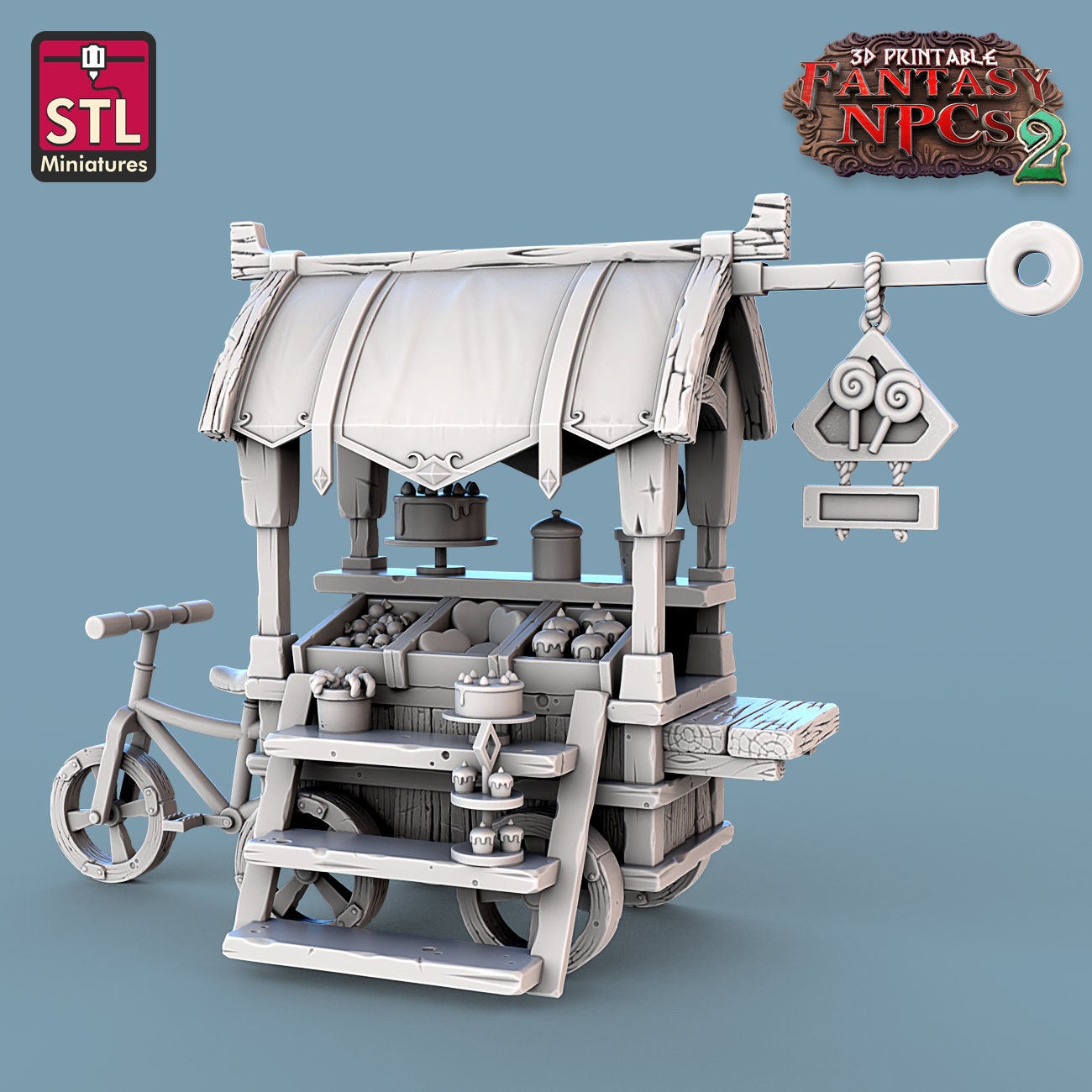 Candy Seller NPC Set | Tabletop Scale | D&D TTRPG Miniature | STL Miniatures