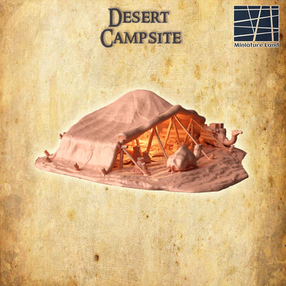 Desert Campsite | D&D TTRPG Playable 3D Printed Building Terrain Scenery | MiniatureLand