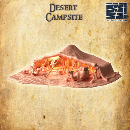 Desert Campsite | D&D TTRPG Playable 3D Printed Building Terrain Scenery | MiniatureLand