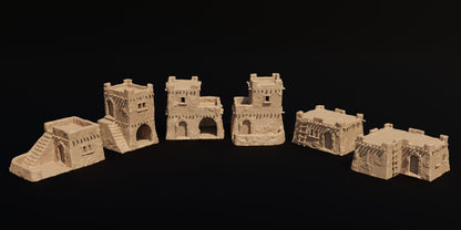 Desert Mud Houses | D&D TTRPG Playable 3D Printed Building Terrain Scenery | MiniatureLand