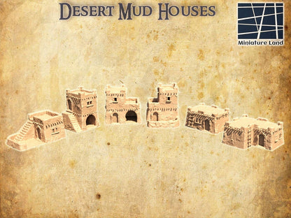 Desert Mud Houses | D&D TTRPG Playable 3D Printed Building Terrain Scenery | MiniatureLand