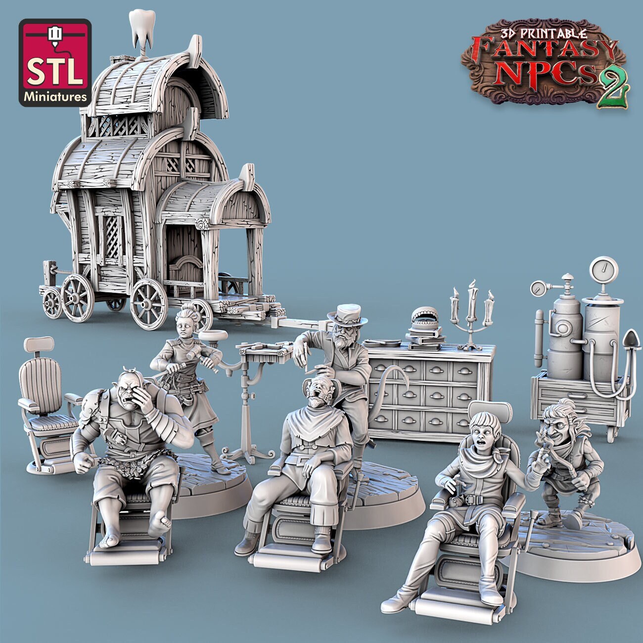 Dentist NPC Set | Tabletop Scale | D&D TTRPG Miniature | STL Miniatures
