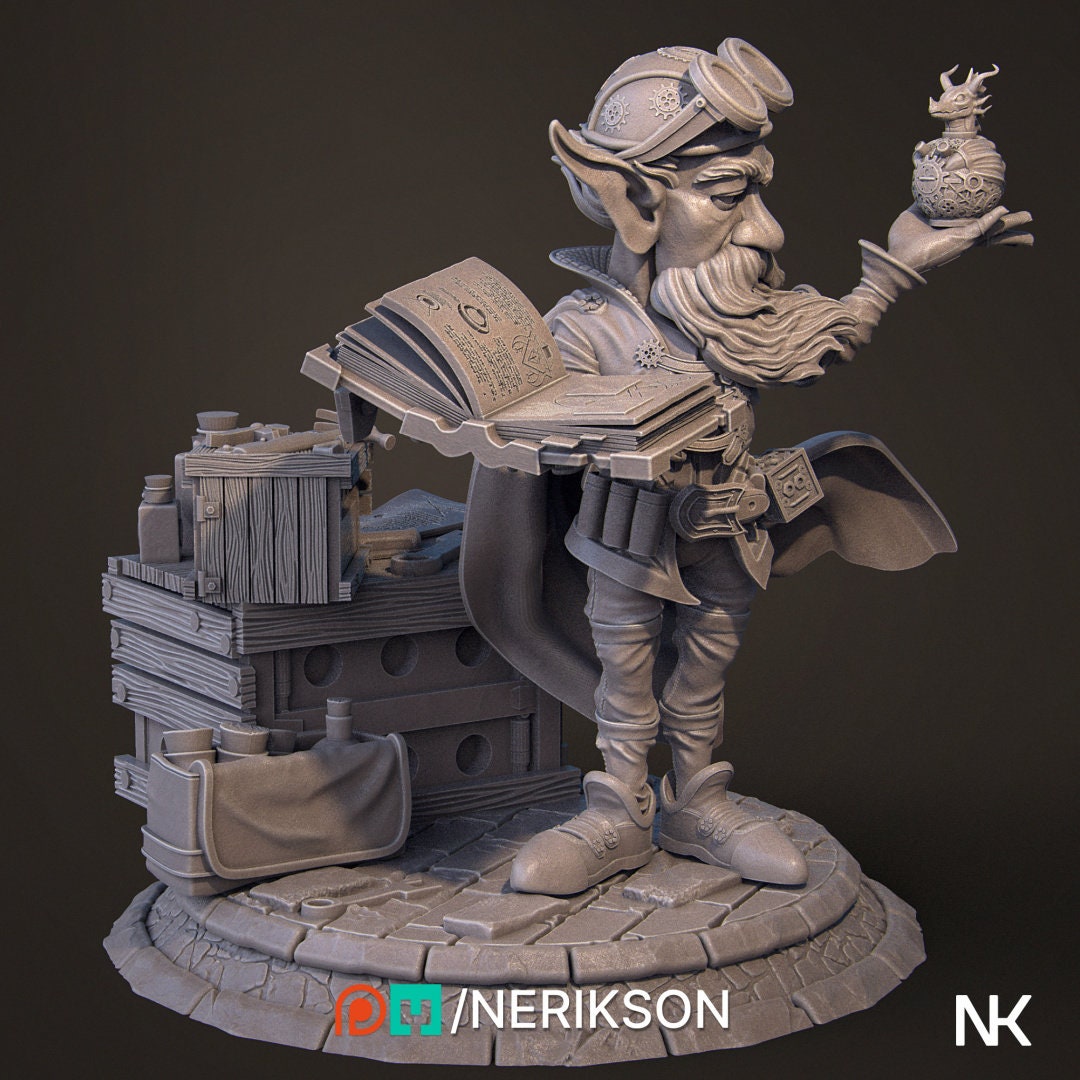Alvynn the Alchemist Pose 2 | Garage Resin Kit Statue | D&D TTRPG Fantasy Miniature | Nerikson