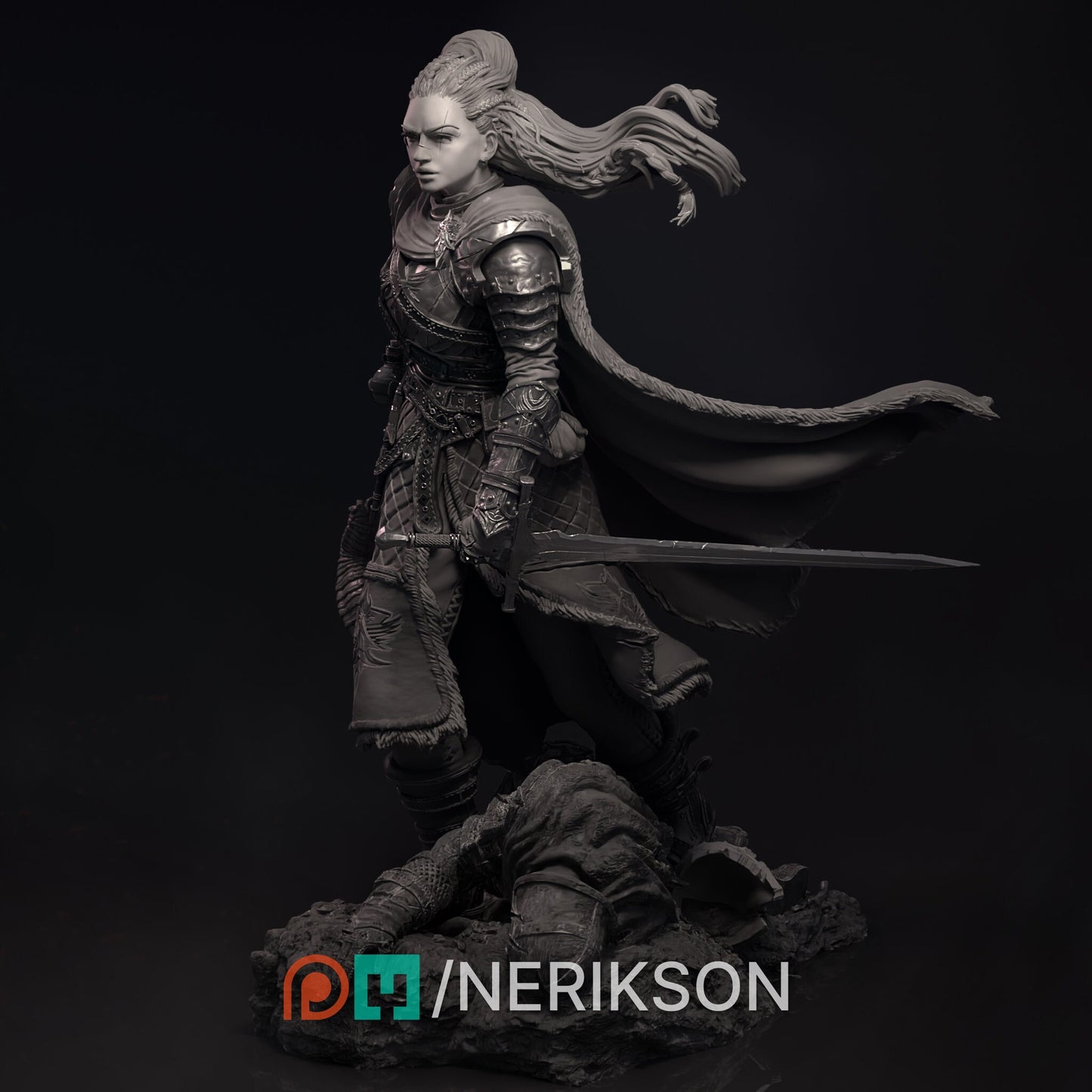 Kalia the Monster Hunter | Tabletop Gaming Mini or Display Figure | D&D TTRPG Fantasy Miniature | Nerikson