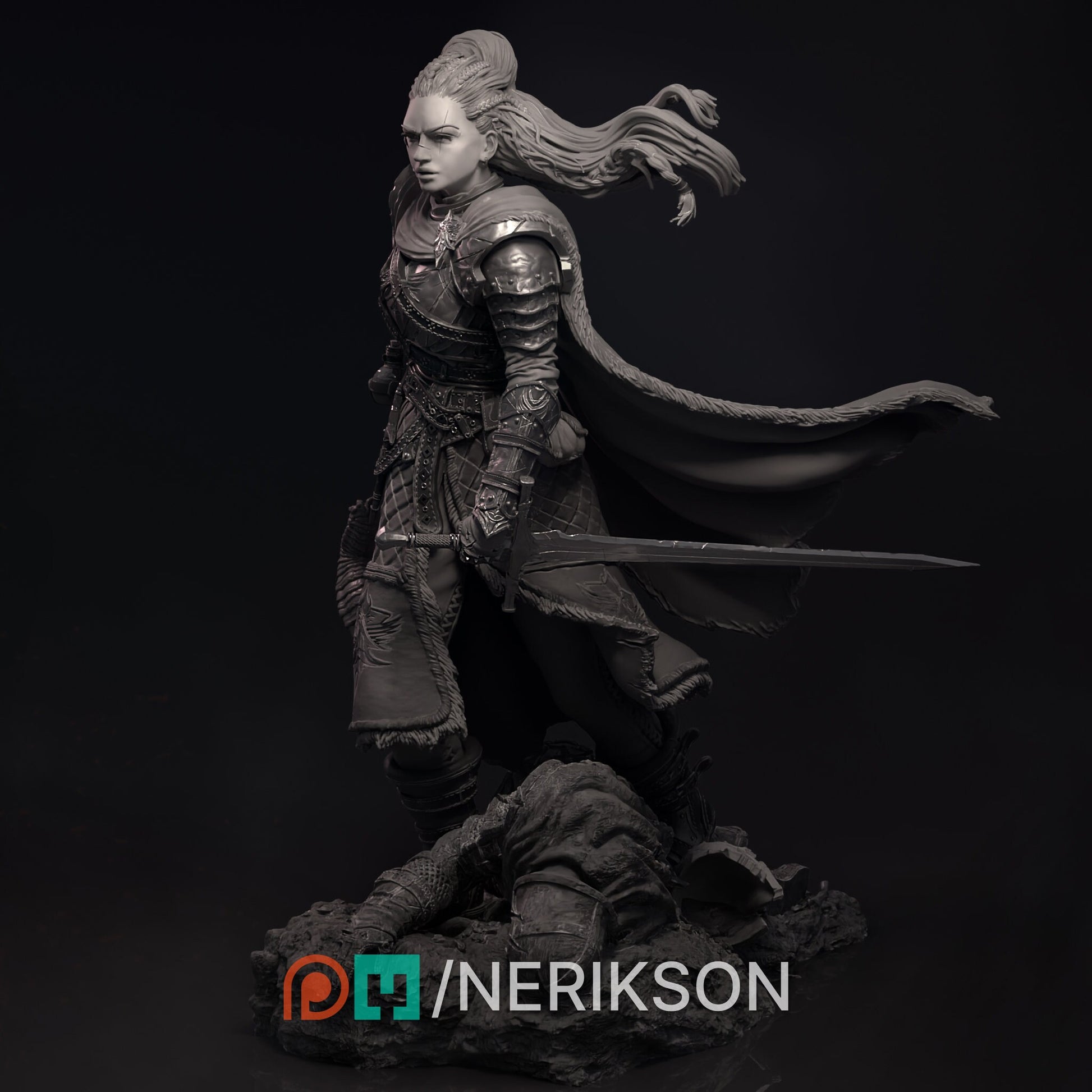 Kalia the Monster Hunter | Tabletop Gaming Mini or Display Figure | D&D TTRPG Fantasy Miniature | Nerikson