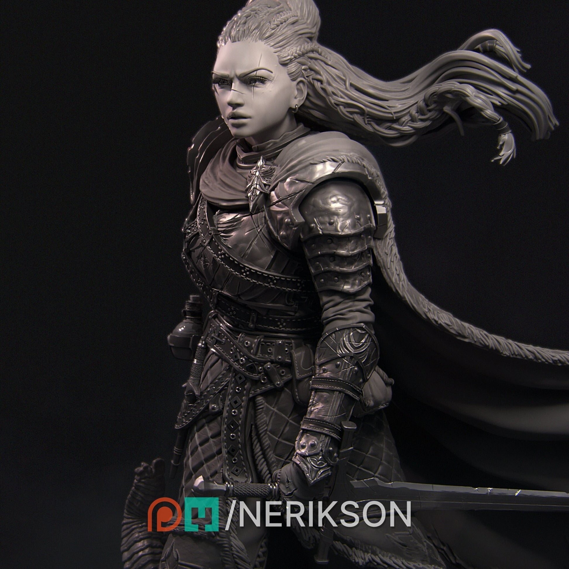 Kalia the Monster Hunter | Tabletop Gaming Mini or Display Figure | D&D TTRPG Fantasy Miniature | Nerikson