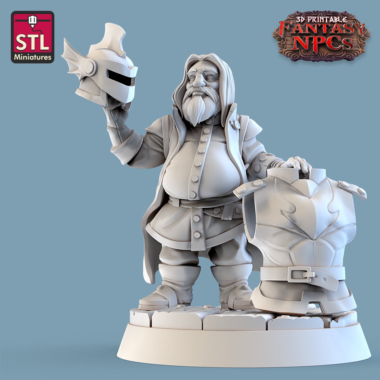 Armor Merchant Seller NPC Set | Tabletop Scale | D&D TTRPG Miniature | STL Miniatures