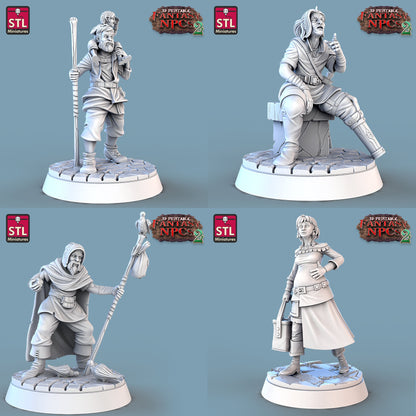 Townsfolk NPC Set 2 | Tabletop Scale | D&D TTRPG Miniature | STL Miniatures