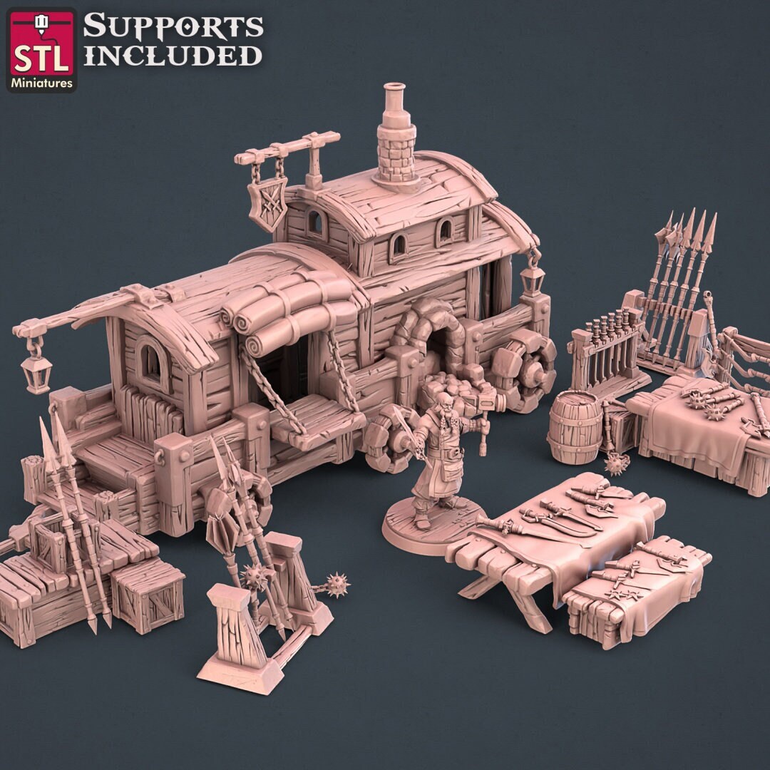 Blacksmith Weapon Store NPC Set | Tabletop Scale | D&D TTRPG Miniature | STL Miniatures