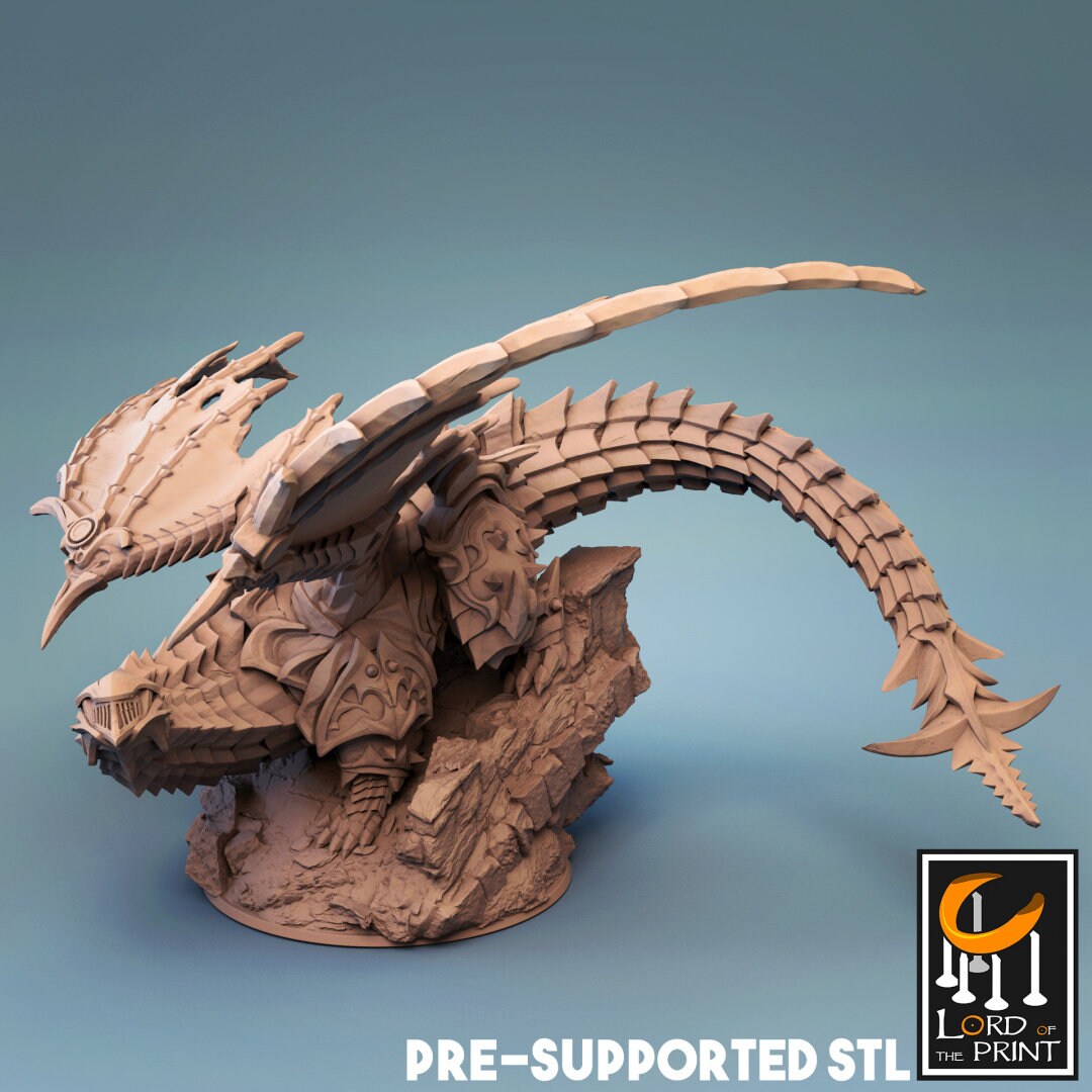 Armored Dragon, Chardalyn Dragon | TABLETOP SCALE | TTRPG Dragon Miniature | Rescale Miniatures