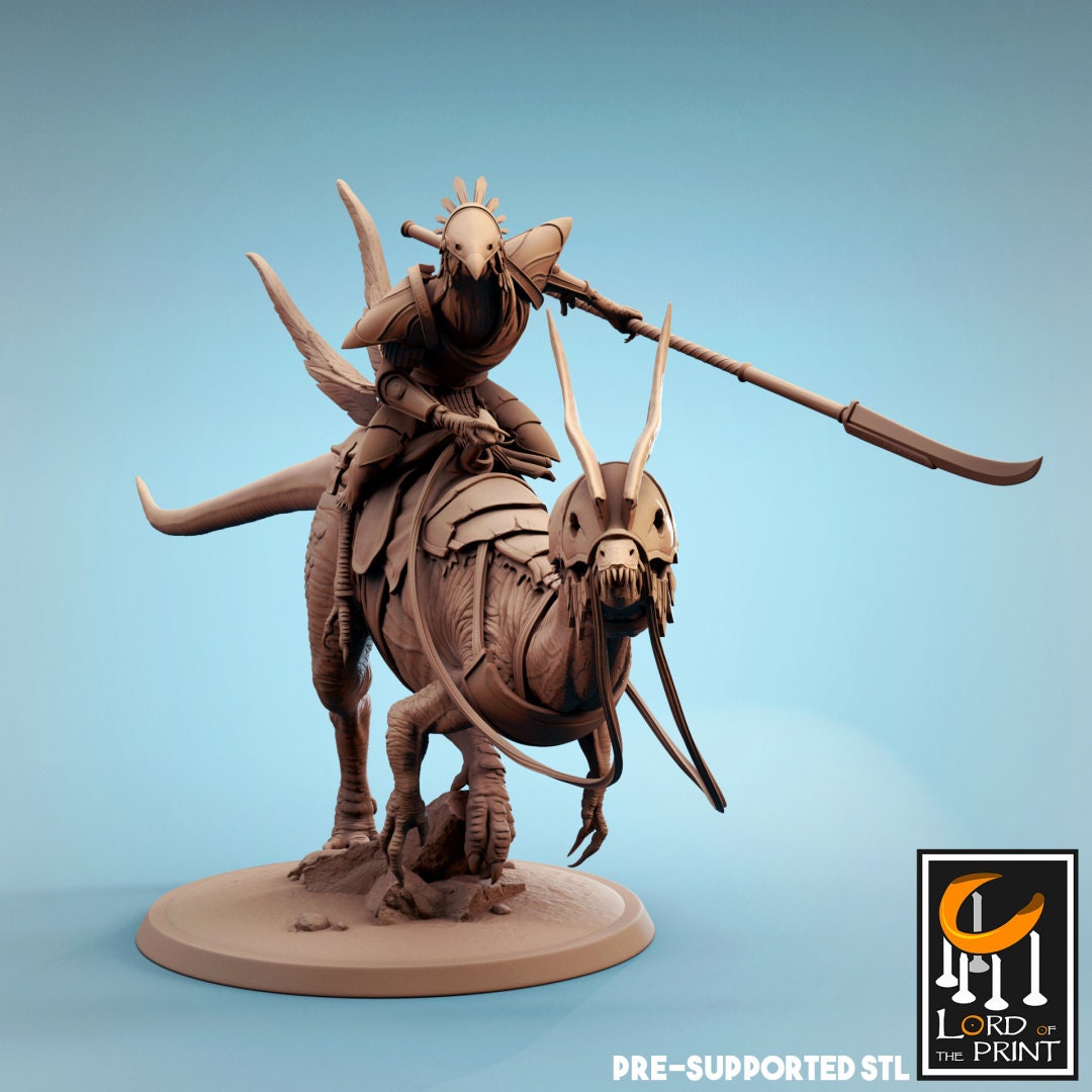 Dilophosaurus Cavalry | TABLETOP SCALE | TTRPG Monster Dinosaur Miniature | Rescale Miniatures