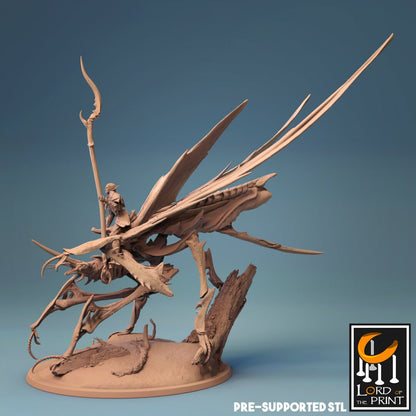 Elf Warriors, Dragonfly Cavalry | TABLETOP SCALE | TTRPG Warband Miniature | Rescale Miniatures