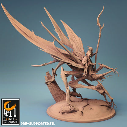 Elf Warriors, Dragonfly Cavalry | TABLETOP SCALE | TTRPG Warband Miniature | Rescale Miniatures