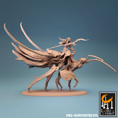 Elf Warriors, Leaf Walker Cavalry | TABLETOP SCALE | TTRPG Warband Miniature | Rescale Miniatures