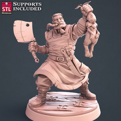 Butcher NPC Set | Tabletop Scale | D&D TTRPG Miniature | STL Miniatures