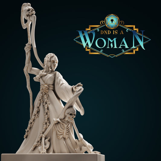 Half-Orc Necromancer | D&D TTRPG Miniature | DnD Is A Woman | NO BASE