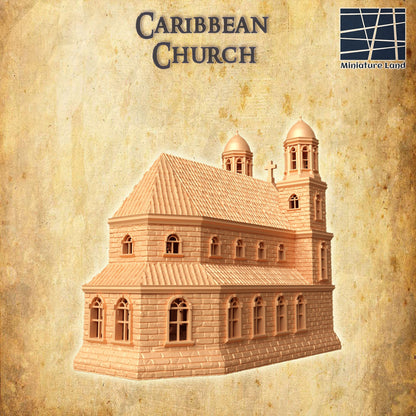 Caribbean Church | D&D TTRPG Playable 3D Printed Building Terrain Scenery | MiniatureLand