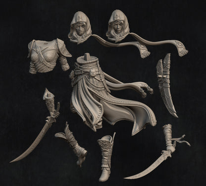 Artemisia and Nasir the Unseen Blades | Garage Resin Kit Statue | D&D TTRPG Fantasy Miniature | Nerikson