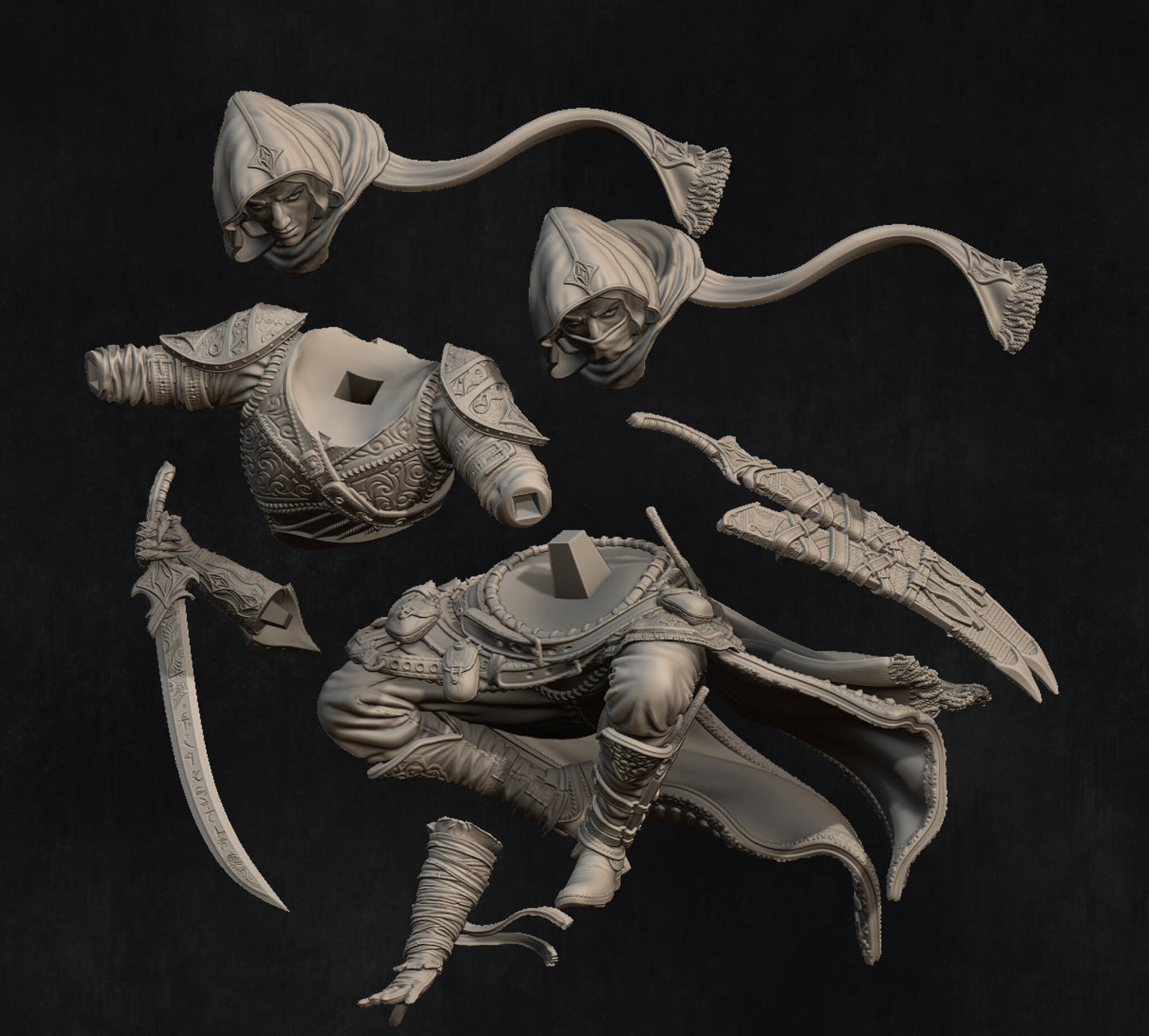 Artemisia and Nasir the Unseen Blades | Garage Resin Kit Statue | D&D TTRPG Fantasy Miniature | Nerikson