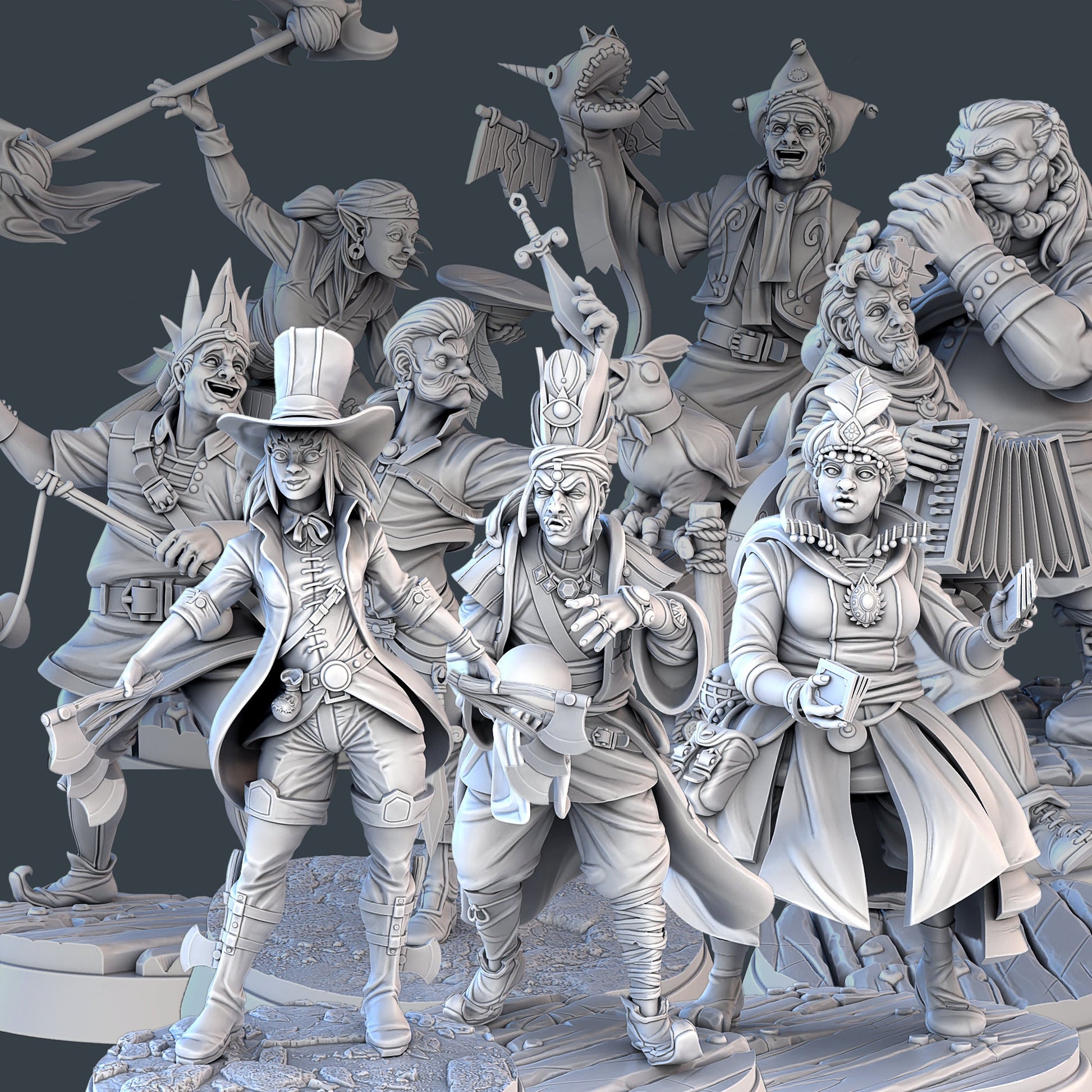 Carnival 2 NPC Set | Tabletop Scale | D&D TTRPG Miniature | STL Miniatures