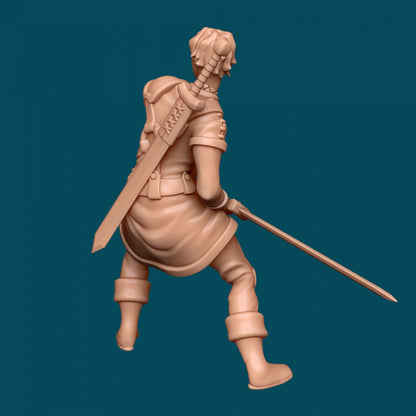 Ginny a Young Swordswoman | D&D TTRPG Miniature | Awkward Penguin Minis