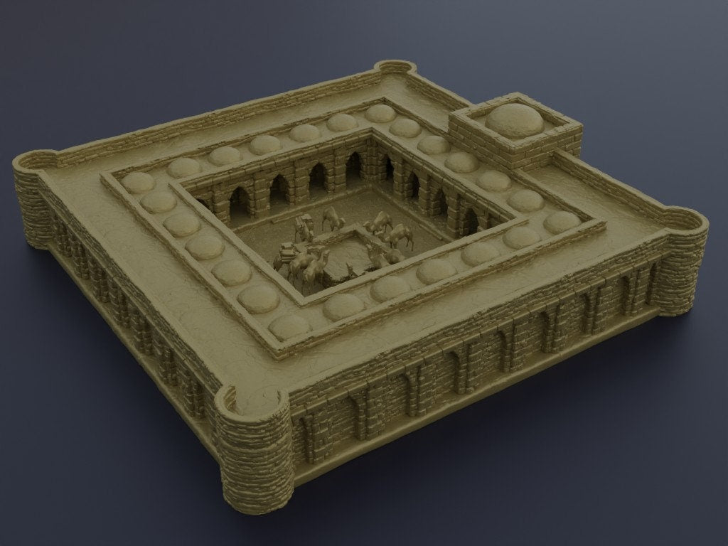 Desert Caravanserai | D&D TTRPG Playable 3D Printed Building Terrain Scenery | MiniatureLand