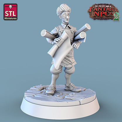 Cartographer's NPC Set | Tabletop Scale | D&D TTRPG Miniature | STL Miniatures