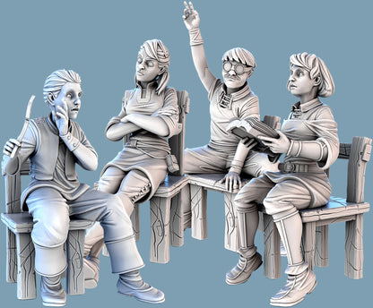 Classroom NPC Set | Tabletop Scale | D&D TTRPG Miniature | STL Miniatures