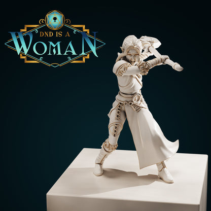 Elf Barbarian | D&D TTRPG Miniature | DnD Is A Woman | NO BASE