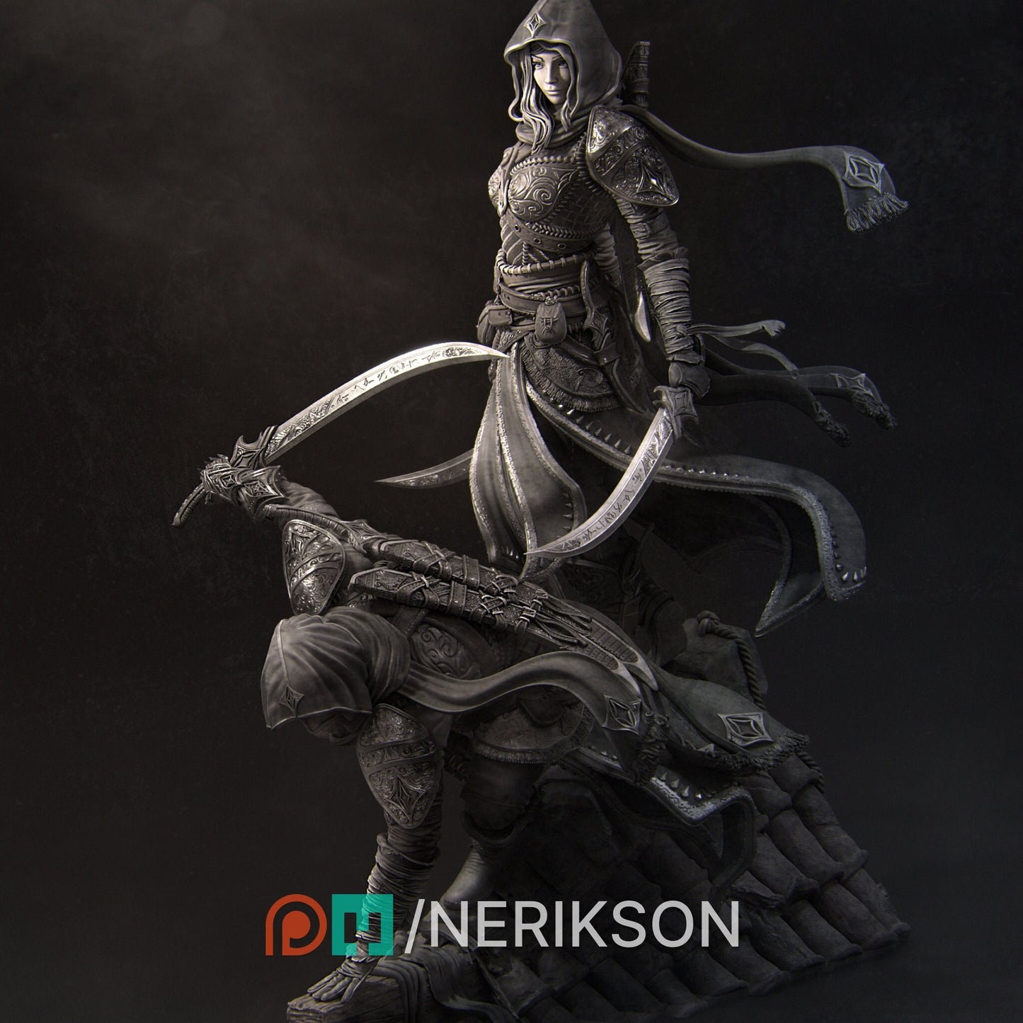 Artemisia and Nasir the Unseen Blades | Garage Resin Kit Statue | D&D TTRPG Fantasy Miniature | Nerikson