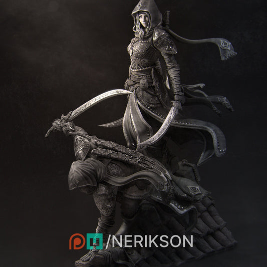 Artemisia and Nasir the Unseen Blades | Garage Resin Kit Statue | D&D TTRPG Fantasy Miniature | Nerikson
