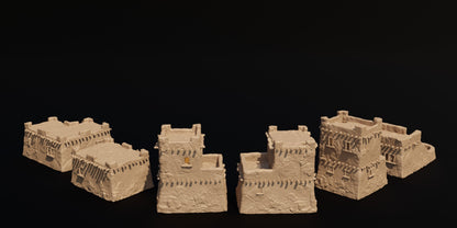 Desert Mud Houses | D&D TTRPG Playable 3D Printed Building Terrain Scenery | MiniatureLand
