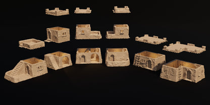 Desert Mud Houses | D&D TTRPG Playable 3D Printed Building Terrain Scenery | MiniatureLand
