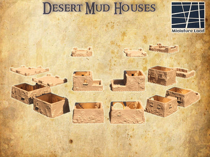 Desert Mud Houses | D&D TTRPG Playable 3D Printed Building Terrain Scenery | MiniatureLand