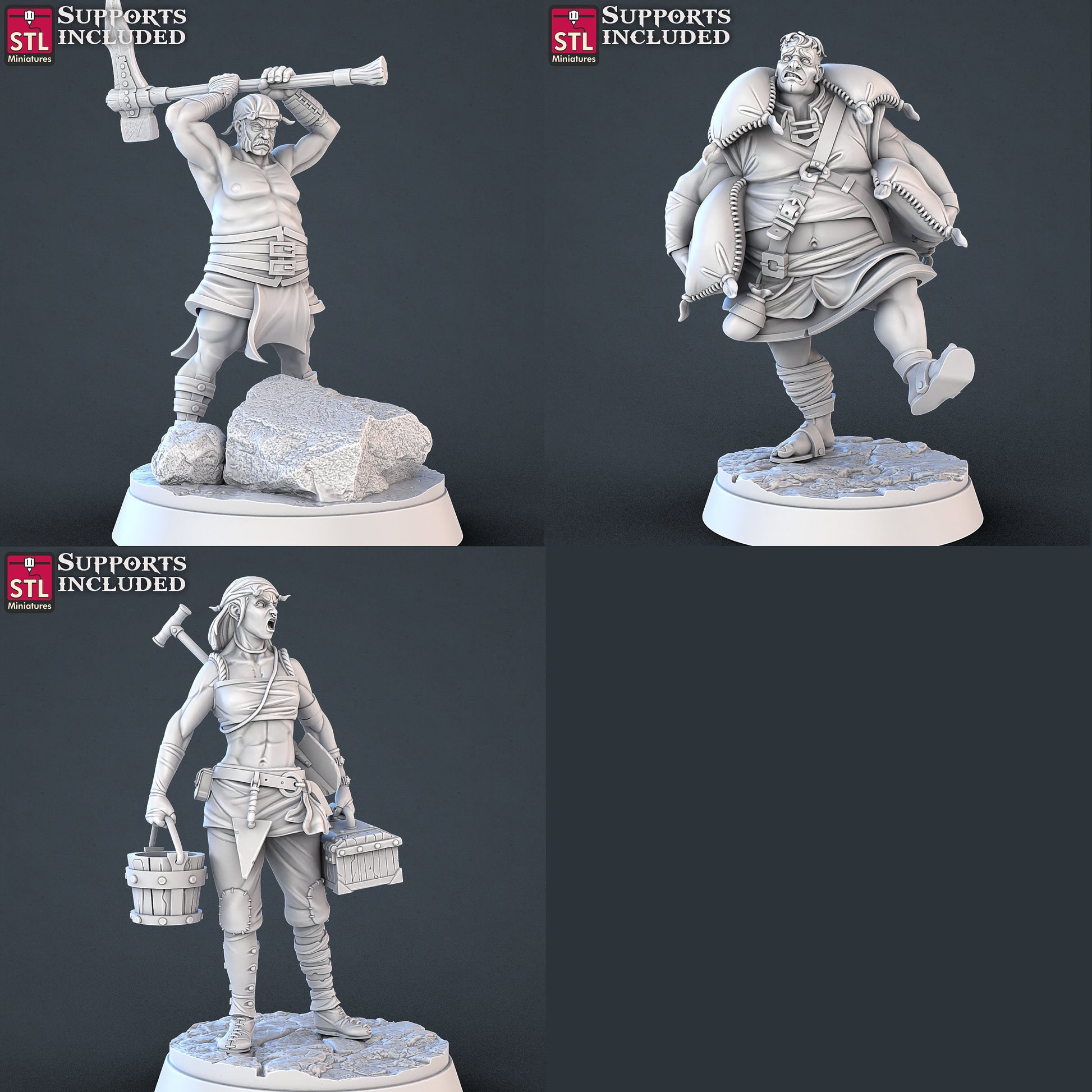 Constructors NPC Set | Tabletop Scale | D&D TTRPG Miniature | STL Miniatures